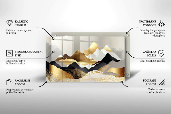 Sklenená doska na krájanie Abstraktné zlaté hory