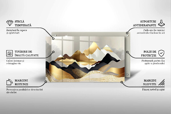 Sklenená doska na krájanie Abstraktné zlaté hory