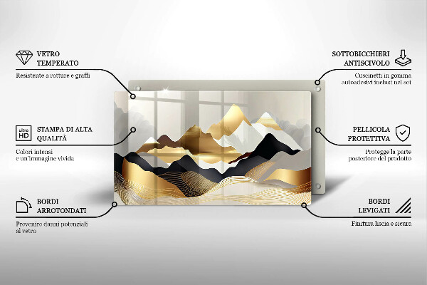 Sklenená doska na krájanie Abstraktné zlaté hory