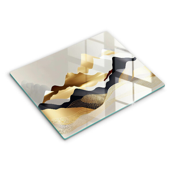Sklenená doska na krájanie Abstraktné zlaté hory