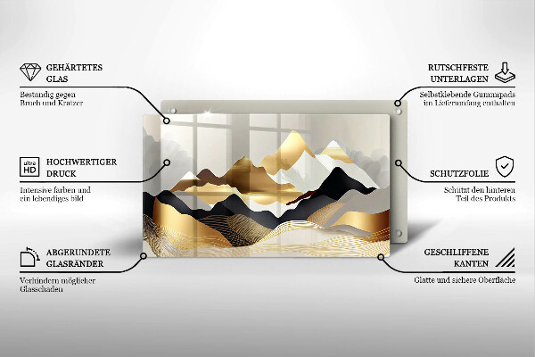 Sklenená doska na krájanie Abstraktné zlaté hory