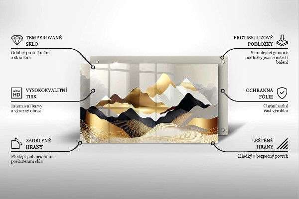 Sklenená doska na krájanie Abstraktné zlaté hory