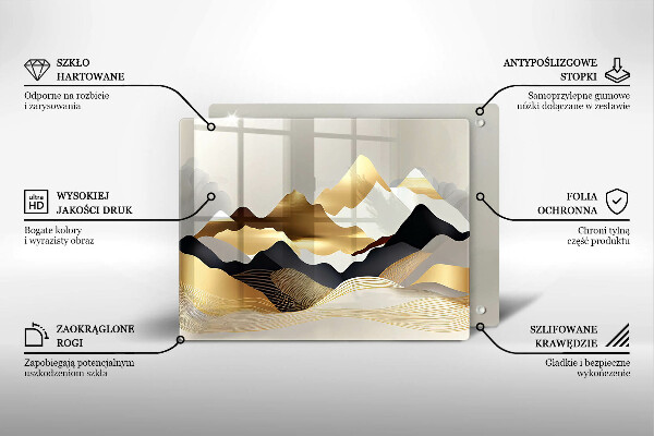 Sklenená doska na krájanie Abstraktné zlaté hory