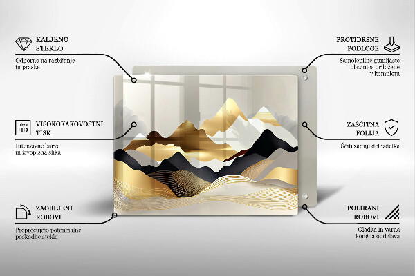 Sklenená doska na krájanie Abstraktné zlaté hory