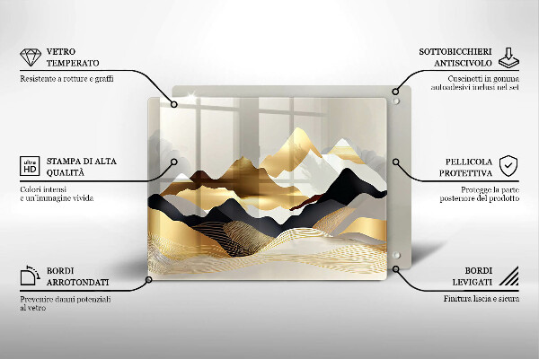 Sklenená doska na krájanie Abstraktné zlaté hory