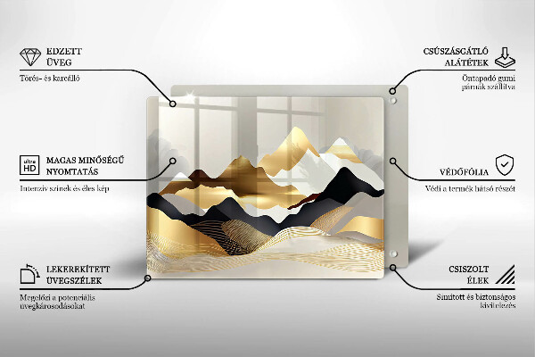 Sklenená doska na krájanie Abstraktné zlaté hory