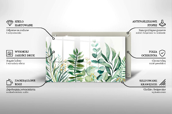 Sklenená doska na krájanie Ilustrácia listov rastlín