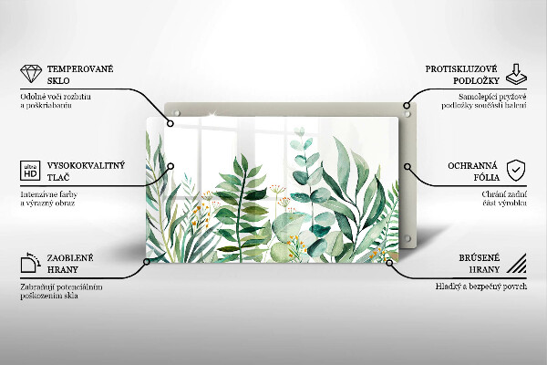 Sklenená doska na krájanie Ilustrácia listov rastlín