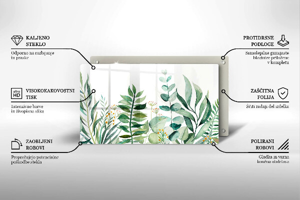 Sklenená doska na krájanie Ilustrácia listov rastlín