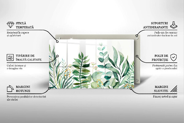 Sklenená doska na krájanie Ilustrácia listov rastlín