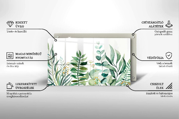 Sklenená doska na krájanie Ilustrácia listov rastlín