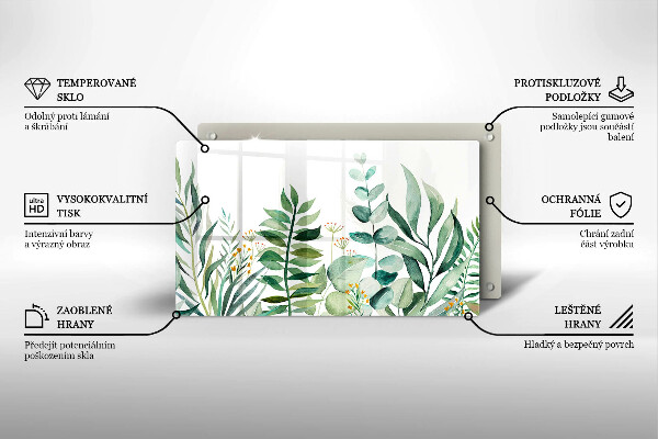 Sklenená doska na krájanie Ilustrácia listov rastlín