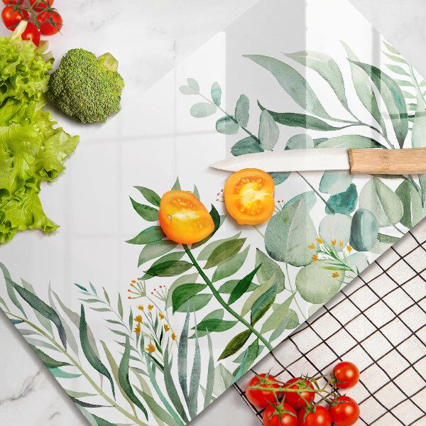 Sklenená doska na krájanie Ilustrácia listov rastlín