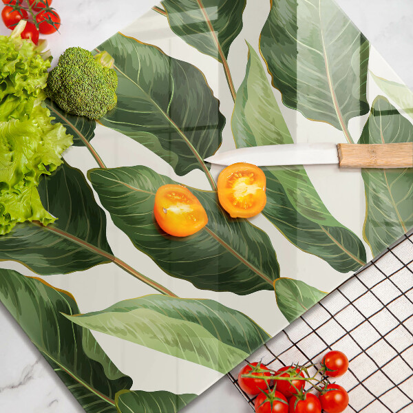 Sklenená doska na krájanie Banánové listy