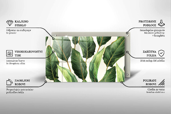 Sklenená doska na krájanie Banánové listy