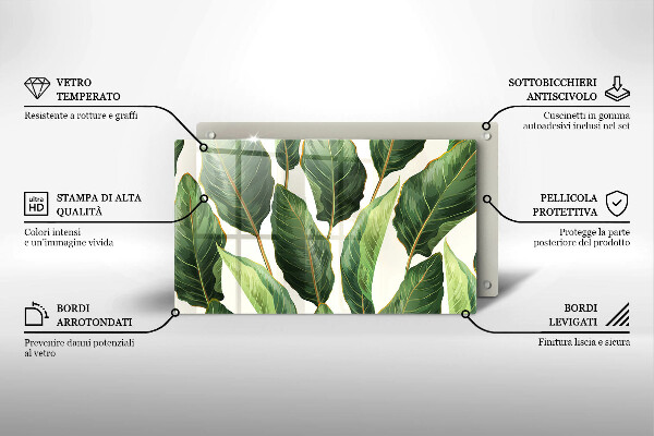 Sklenená doska na krájanie Banánové listy