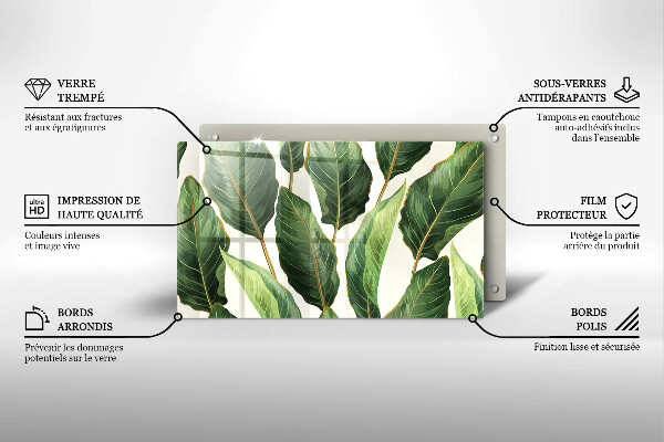 Sklenená doska na krájanie Banánové listy