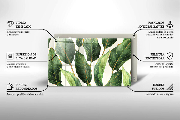 Sklenená doska na krájanie Banánové listy