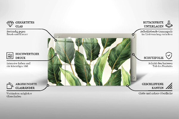 Sklenená doska na krájanie Banánové listy