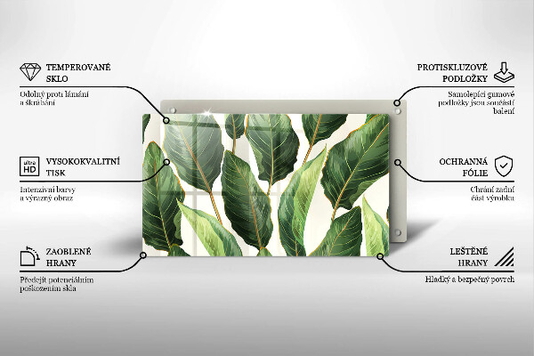 Sklenená doska na krájanie Banánové listy