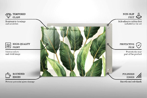 Sklenená doska na krájanie Banánové listy