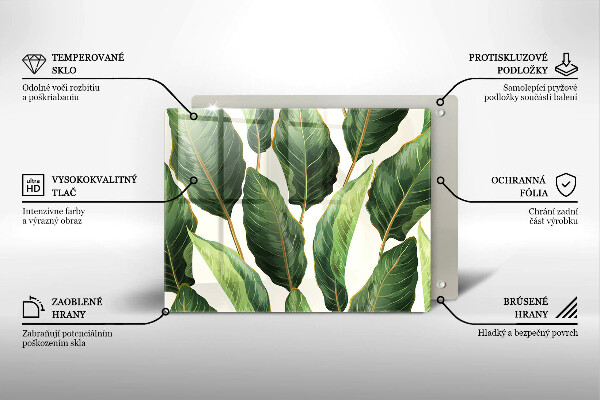 Sklenená doska na krájanie Banánové listy