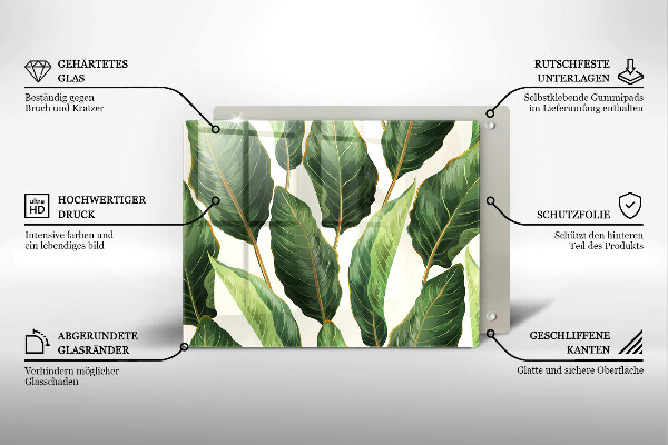 Sklenená doska na krájanie Banánové listy