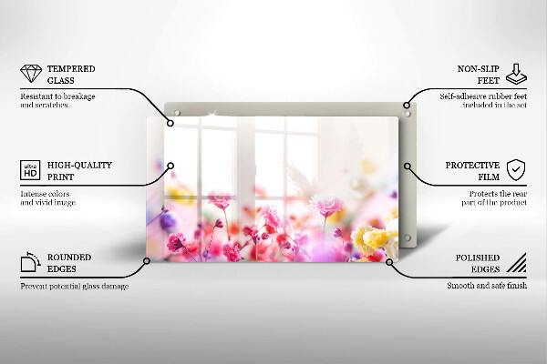 Sklenená doska na krájanie Kvetinová lúka