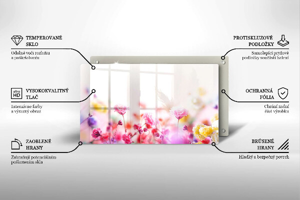 Sklenená doska na krájanie Kvetinová lúka