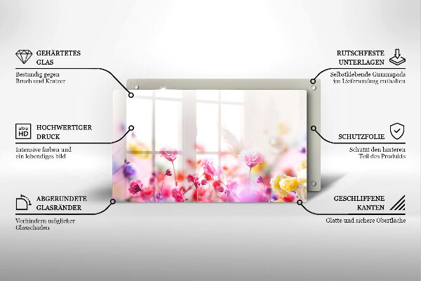 Sklenená doska na krájanie Kvetinová lúka