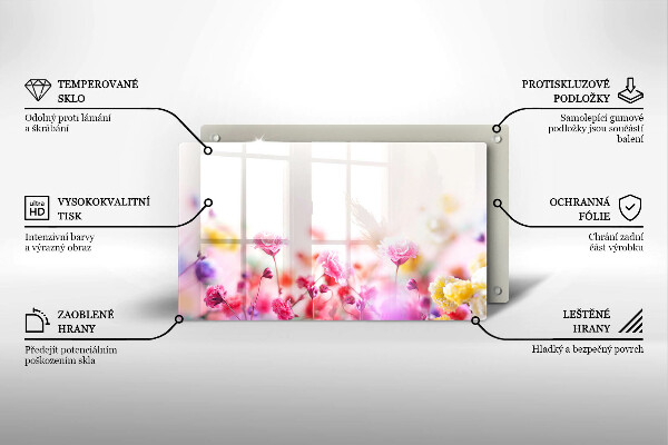 Sklenená doska na krájanie Kvetinová lúka