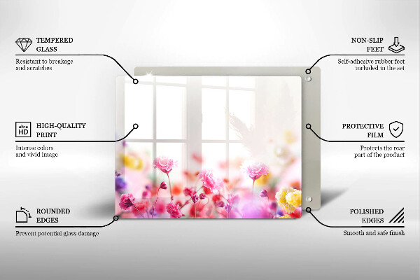 Sklenená doska na krájanie Kvetinová lúka