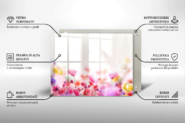 Sklenená doska na krájanie Kvetinová lúka