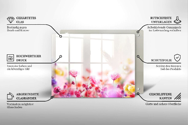 Sklenená doska na krájanie Kvetinová lúka