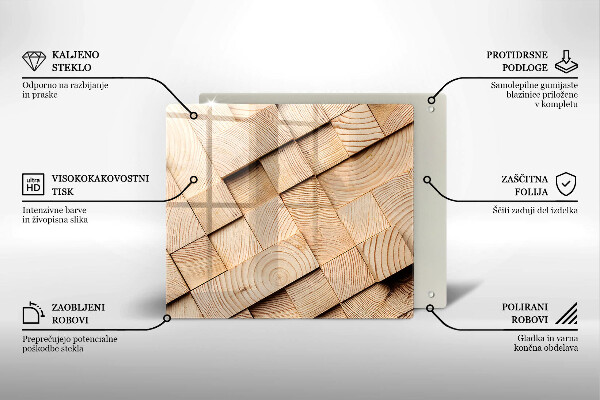 Sklenená doska na krájanie Drevené štvorce