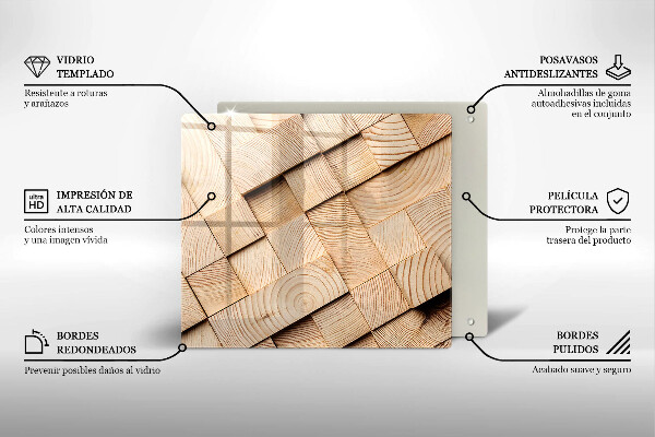 Sklenená doska na krájanie Drevené štvorce