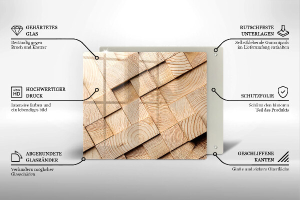 Sklenená doska na krájanie Drevené štvorce