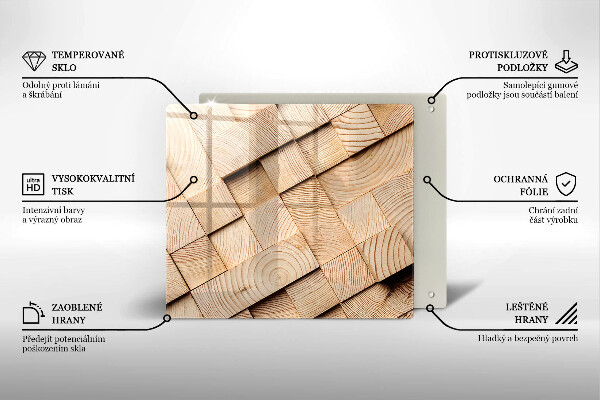 Sklenená doska na krájanie Drevené štvorce