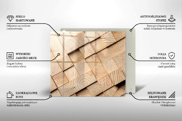Sklenená doska na krájanie Drevené štvorce