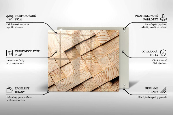 Sklenená doska na krájanie Drevené štvorce