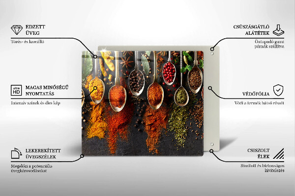 Sklenená doska na krájanie Lyžice s korením