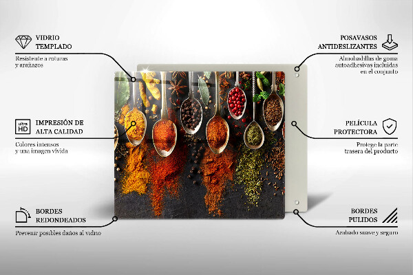 Sklenená doska na krájanie Lyžice s korením