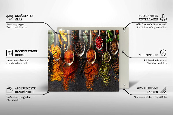 Sklenená doska na krájanie Lyžice s korením