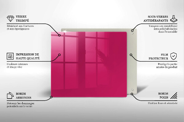 Kuchynská doska zo skla Ružová farba