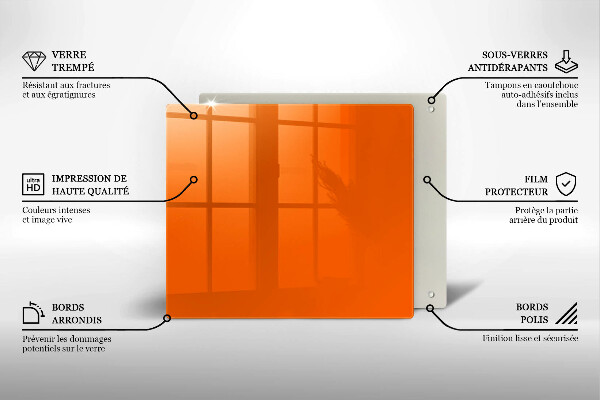 Sklenená doska na krájanie oranžová farba