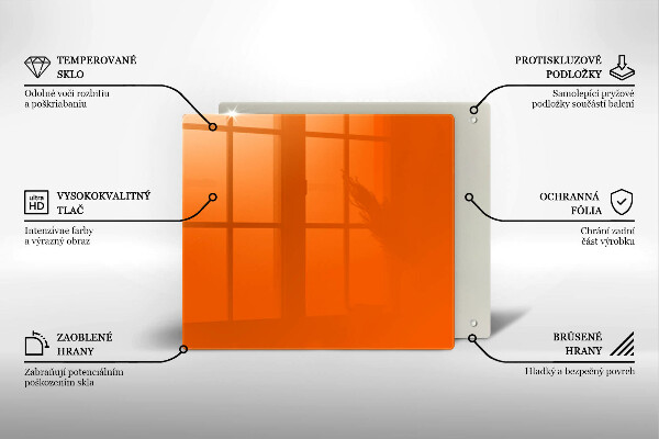 Sklenená doska na krájanie oranžová farba