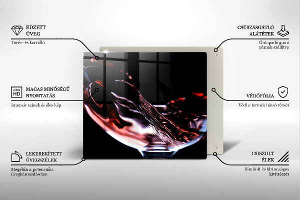 Sklenená doska na krájanie Pohárik červeného vína