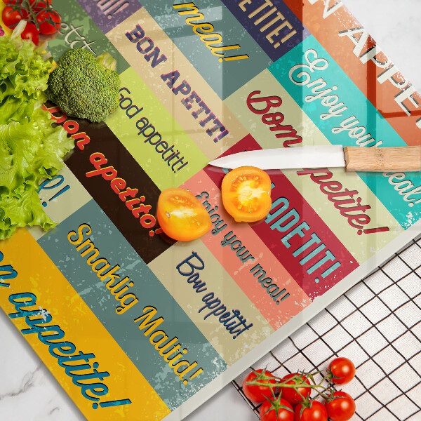 Sklenená doska na krájanie Titulky Jazyky dobrej chuti