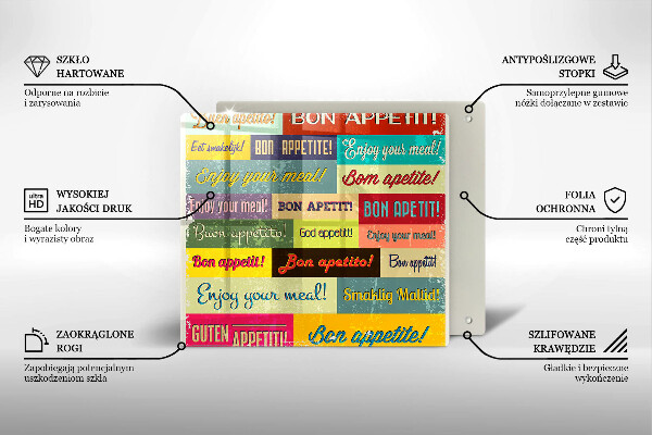 Sklenená doska na krájanie Titulky Jazyky dobrej chuti