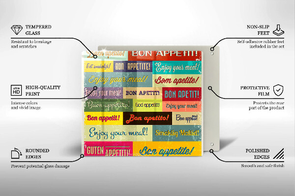 Sklenená doska na krájanie Titulky Jazyky dobrej chuti